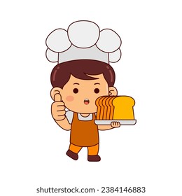 ilustración vectorial del personaje de la caricatura del chico del lindo panadero