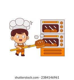 cute baker boy cartoon character vector illustration