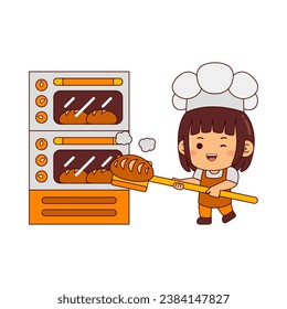 cute baker girl cartoon character vector illustration