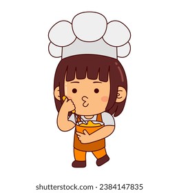 cute baker girl cartoon character vector illustration