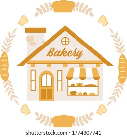 Cute Bakery and Bread Wreath Illustration