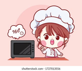 Cute  Bakery chef girl Baker cartoon Vector art illustration