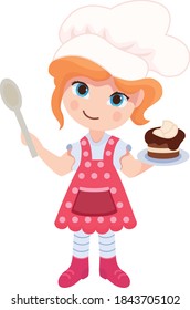 Illustration von süßem Cartoon-Kochmädchen