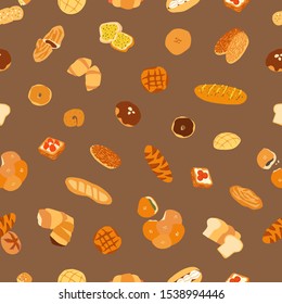 Cute Bakery Sweets Vector Illustration Background Repeat Pattern