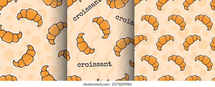 cute baking pattern. Seamless croissant pattern. A background for a bakery. bakery. sweets. Croissant sandwich. seamless. Puff pastry. 