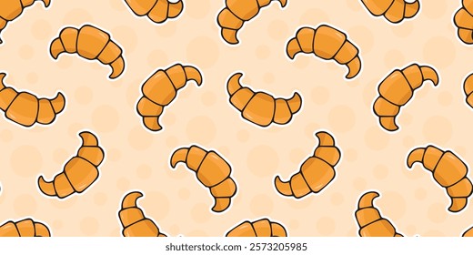 cute baking pattern. Seamless croissant pattern. A background for a bakery. bakery. sweets. Croissant sandwich. seamless. Puff pastry. 