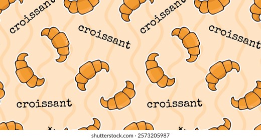 cute baking pattern. Seamless croissant pattern. A background for a bakery. bakery. sweets. Croissant sandwich. seamless. Puff pastry. 