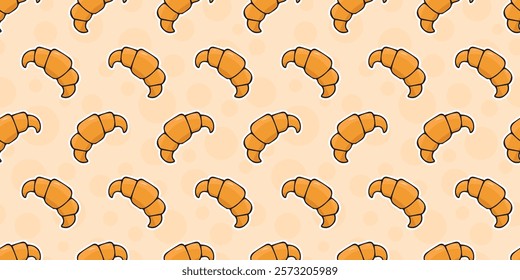 cute baking pattern. Seamless croissant pattern. A background for a bakery. bakery. sweets. Croissant sandwich. seamless. Puff pastry. 