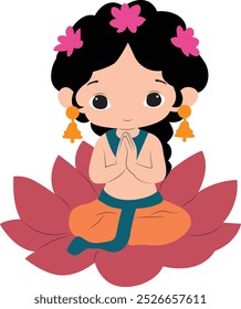 Cute Balarama god sitting on Lotus