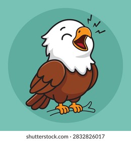 Cute Bald Eagle Cartoon Character Screeching Illustration