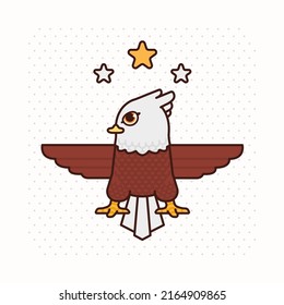 Cute Bald Eagle Mascot Cartoon Logo Illustration