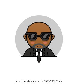 Cute and bald guy with tuxedo logo