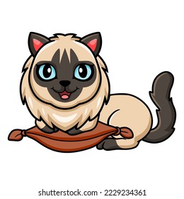 Cute balinese cat cartoon on the pillow