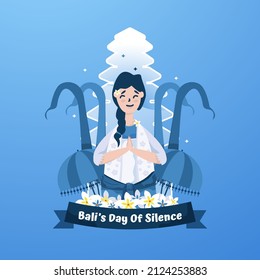 Cute Balinese woman for Bali's silence day greeting post