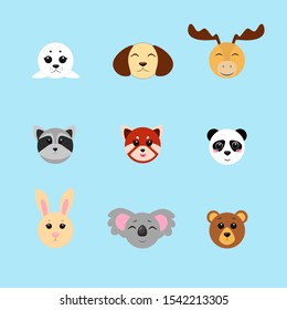 Cute ball animals. Kawaii emoji animals