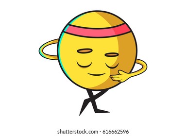 Cute Ball bowing down. Vector Illustration. Isolated on white background.