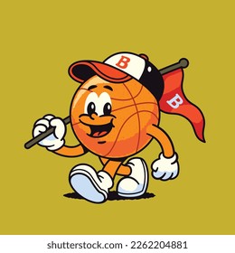 Cute ball mascot basketball cartoon sport illustration