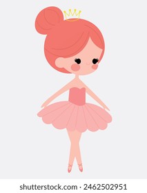 Cute ballerina adorable illustration, black ballerina with pink toned clothes