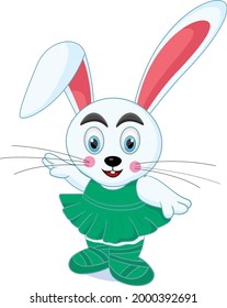 Cute ballerina bunny cartoon Vektorkunst und Illustration