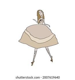 Cute ballerina. Dancing girl in dress. Vector illustration. Graphic design element.