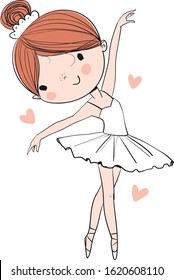 cute ballerina dancing in a white tutu