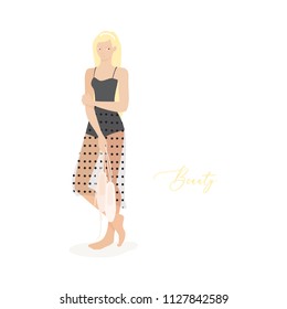 Cute ballerina girl. Vector.