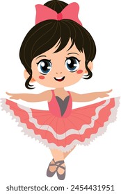 cute ballerina girls cartoon character vector illustration