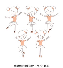 cute ballerina girls practicing ballet dance