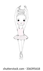 cute ballerina little girl pose