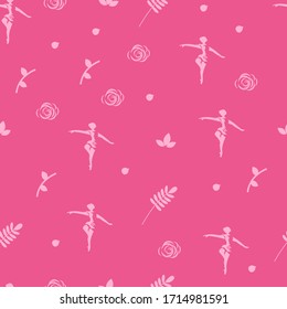 Cute Ballerina Pattern on Pink Background