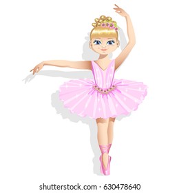 Cute ballerina in a pink tutu. Vector illustration.