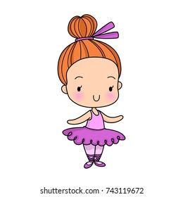 Cute Ballerina in a Pink Tutu Vector Illustration