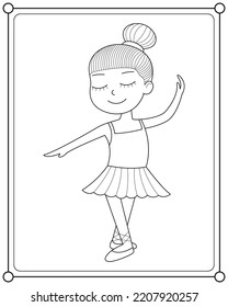 Cute ballerina suitable for children's coloring page vector illustration