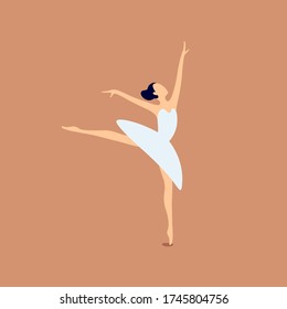 Cute ballerina in tutu. Simple flat vector illustration. 