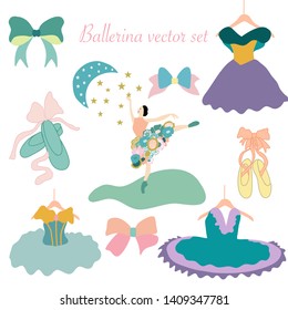 Cute ballerina vector set. Icons to be used on the web, or in print, for surface design