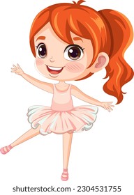 Cute ballet dancer cartoon character illustration