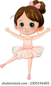 Cute ballet dancer cartoon character illustration