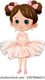 Cute ballet dancer cartoon character illustration