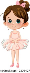 Dibujo de personajes de dibujos animados de bailarina de ballet Cute
