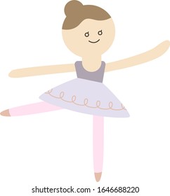 Cute Ballet Girl, Arabesque, Ballerina Vector Illustration