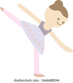 Cute Ballet Girl, Arabesque, Ballerina Vector Illustration