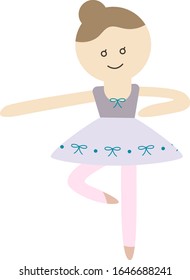 Cute Ballet Girl, Pique, Ballerina Vector Illustration