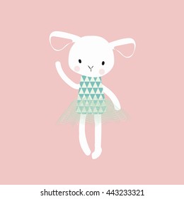 Cute ballet rabbit vector illustration
