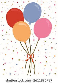 Cute balloon cartoon illustration clipart vector for greeting cards with isolated white background