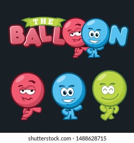 cute balloon character logo design template