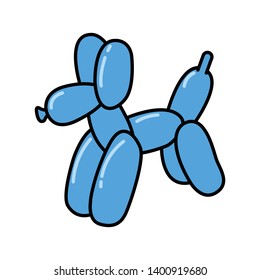 Cute balloon dog cartoon blue pet vector illustration kids birthday party 