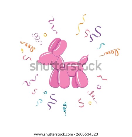Cute balloon dog. Cartoon bubble animal vector illustration isolated on a white background. Balloon twisted technique. Party clown stuff. 