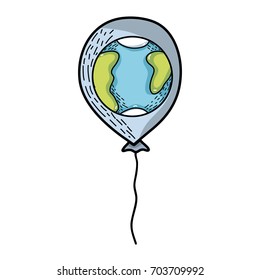 cute balloon with earth planet design