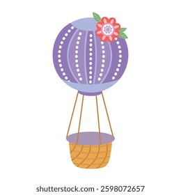 Cute Balloon with flowers on white isolated background
