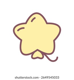 Cute balloon icon. Hand drawn illustration of a yellow star-shaped isolated on a white background. Kawaii sticker. Vector 10 EPS.